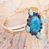 Regal Blue Apatite Mixed Stone Golden Cuff Bracelets - Barse Jewelry