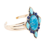 Regal Blue Apatite Mixed Stone Golden Cuff Bracelets - Barse Jewelry