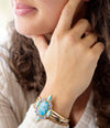 Regal Blue Apatite Mixed Stone Golden Cuff Bracelets - Barse Jewelry