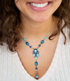 Regal Blue Apatite Mixed Stone Golden Pendant Necklace - Barse Jewelry