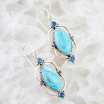 Regal Blue Turquoise and Apatite Sterling Silver Drop Earrings - Barse Jewelry