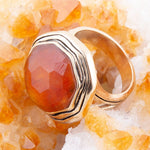 River Rocks Orange Quartz Golden Statement Ring - Barse Jewelry