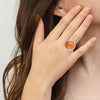 River Rocks Orange Quartz Golden Statement Ring - Barse Jewelry