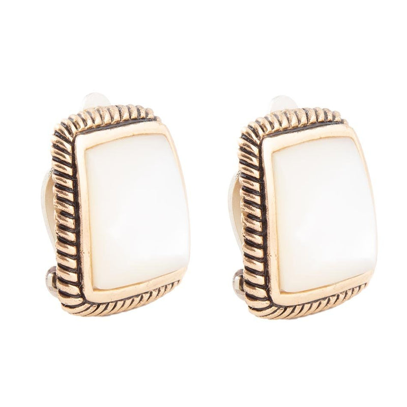 Roped Mother of Pearl Golden Clip Earrings - Barse Jewelry