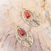 Rustic Red Carnelian Golden Drop Earrings - Barse Jewelry