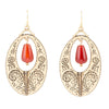 Rustic Red Carnelian Golden Drop Earrings - Barse Jewelry