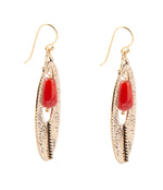 Rustic Red Carnelian Golden Drop Earrings - Barse Jewelry