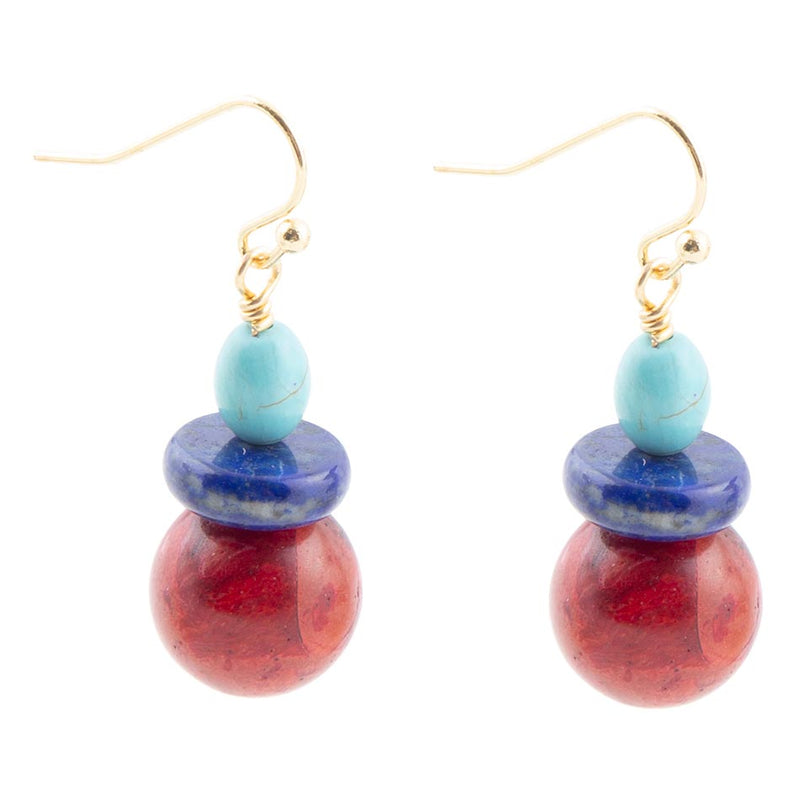 Scardale Multi Stone Colorful Golden Drop Earrings - Barse Jewelry