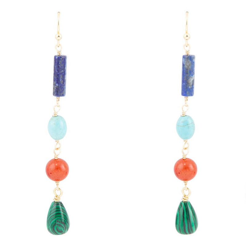 Scardale Multi Stone Golden Drop Earrings - Barse Jewelry