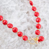 Scardale Red Shel Pearl Golden Necklace - Barse Jewelry