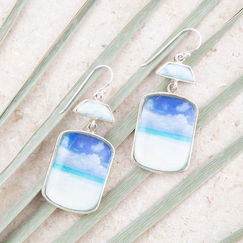 Scenic Blue Larimar and Sterling Silver Drop Earrings - Barse Jewelry