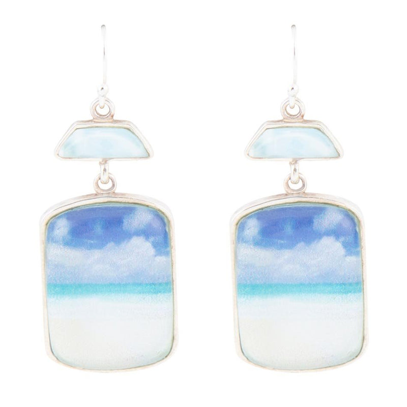 Scenic Blue Larimar and Sterling Silver Drop Earrings - Barse Jewelry