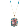 Scenic Dark Florals Blue Apatite Golden Pendant Necklaces - Barse Jewelry