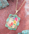 Scenic Floral and Blue Turquoise Golden Necklace - Barse Jewelry