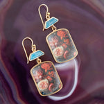 Scenic Floral Blue Apatite Golden Drop Earrings - Barse Jewelry