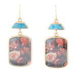 Scenic Floral Blue Apatite Golden Drop Earrings - Barse Jewelry