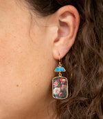 Scenic Floral Blue Apatite Golden Drop Earrings - Barse Jewelry