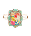 Scenic Floral Blue Turquoise and Golden Cuff Bracelet - Barse Jewelry