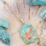 Scenic Sedona Desert Blue Turquoise Golden Pendant Necklace - Barse Jewelry