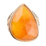 Sky Faceted Orange Quartz and Golden Bronze Statement Ring - Barse Jewelry