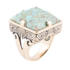 Square Statement Blue Turquoise Golden Ring - Barse Jewelry