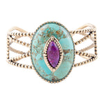 Stacked Blue and Purple Turquoise Golden Cuff Bracelet - Barse Jewelry