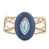 Stacked Blue Turquoise and Blue Denim Golden Cuff Bracelet - Barse Jewelry