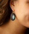 Stacked Blue Turquoise and Blue Denim Golden Drop Earrings - Barse Jewelry