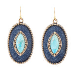 Stacked Blue Turquoise and Blue Denim Golden Drop Earrings - Barse Jewelry