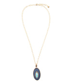 Stacked Blue Turquoise and Denim Golden Pendant Necklace - Barse Jewelry