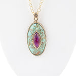 Stacked Stone Blue and Purple Turquoise Pendant Chain Necklace - Barse Jewelry