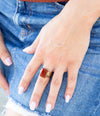 Stamped Orange Carnelian Golden Ring - Barse Jewelry