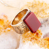 Stamped Orange Carnelian Golden Ring - Barse Jewelry