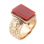 Stamped Orange Carnelian Golden Ring - Barse Jewelry