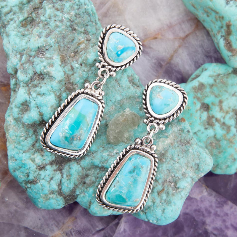 Statement Turquoise and Sterling Silver Roped Earrings - Barse Jewelry