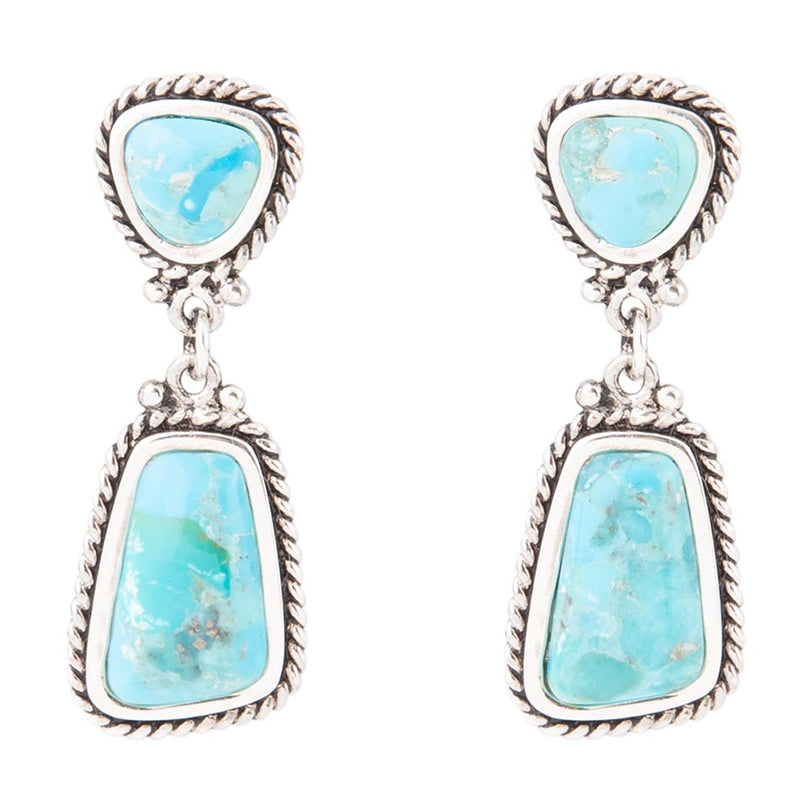 Statement Turquoise and Sterling Silver Roped Earrings - Barse Jewelry