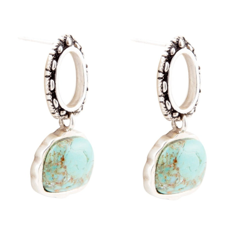 Sterling Silver Blue Turquoise Drop Earrings - Barse Jewelry