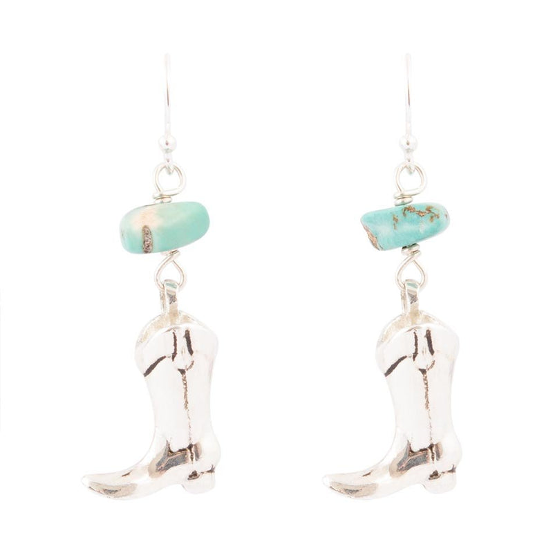 Sterling Silver Boot Charm and Blue Turquoise Earrings - Barse Jewelry