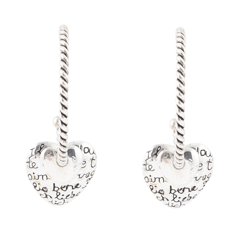 Sterling Silver Engraved Heart Hoop Earrings - Barse Jewelry