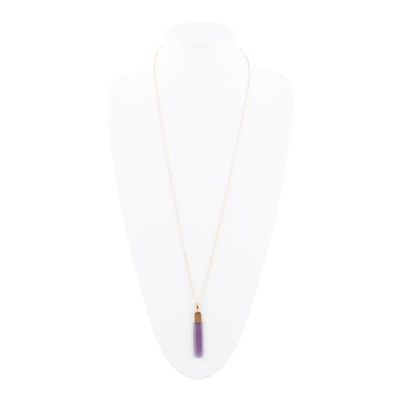 Straightaway Purple Amethyst Golden Necklace - Barse Jewelry