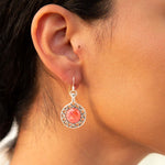 Sun Orange Sponge Coral Golden Drop Earrings - Barse Jewelry