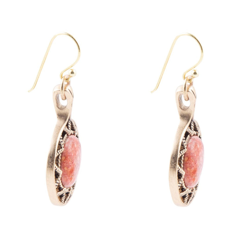 Sun Orange Sponge Coral Golden Drop Earrings - Barse Jewelry