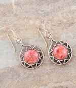 Sun Orange Sponge Coral Golden Drop Earrings - Barse Jewelry