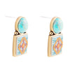 Talavera Tile Blue Turquoise Golden Drop Earrings - Barse Jewelry