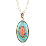 Tapestry Turquoise and Coral Golden Necklace - Barse Jewelry