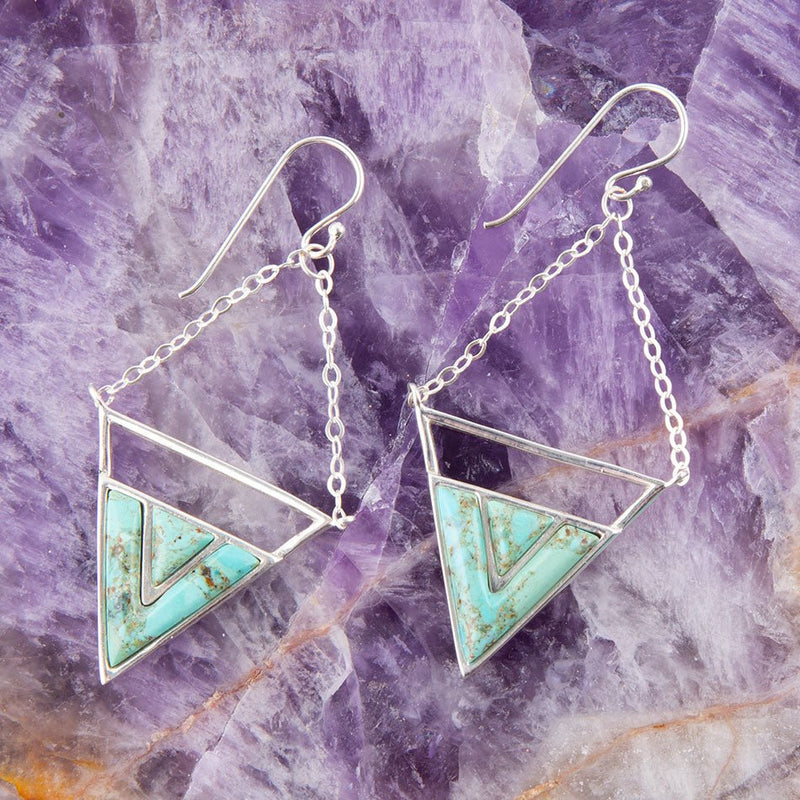 Trapeze Blue Turquoise and Sterling Silver Earrings - Barse Jewelry