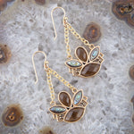 Tribecca Blue Abalone Brown Smoky Quartz Golden Drop Earrings - Barse Jewelry