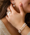 Triple Freshwater White Pearl Clasic Golden Bracelet - Barse Jewelry