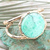 Vibrant Green Chrysoprase Golden Bamboo Statement Cuff Bracelet - Barse Jewelry