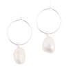 White Freshwater Pearl Sterling Silver Hoop Earrings - Barse Jewelry